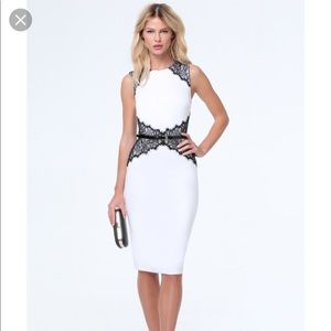 Bebe Lace Corset Midi Dress White Sz L